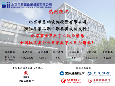 京投公司成功發(fā)行北京市首單數(shù)字人民幣債券